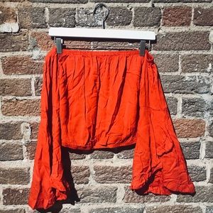 Red Bell Sleeve Off-the-Shoulder Blouse